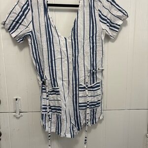 Salt and Jade Striped Blue and White Women's Romper